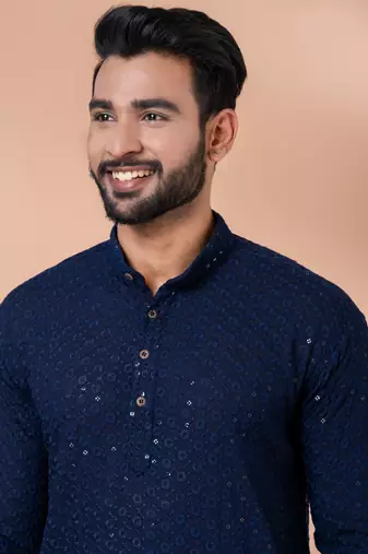 Premium navy blue designer festival wear traditional only kurta