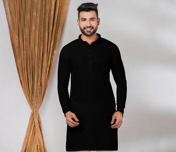 Premium black designer festival wear traditional only kurta 1