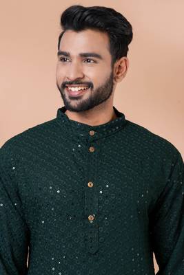 Premium green designer festival wear traditional only kurta 2