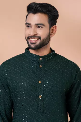 Premium green designer festival wear traditional only kurta