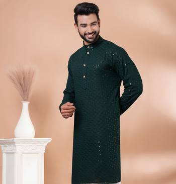 Premium green designer festival wear traditional only kurta 4