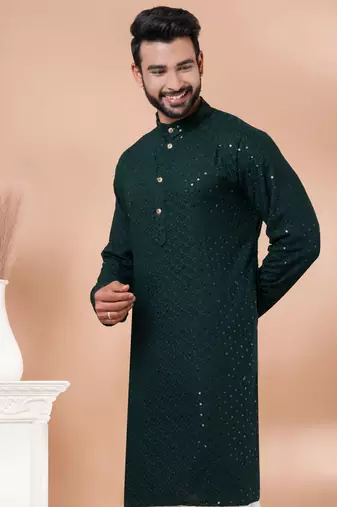 Premium green designer festival wear traditional only kurta