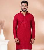 Premium red designer festival wear traditional only kurta