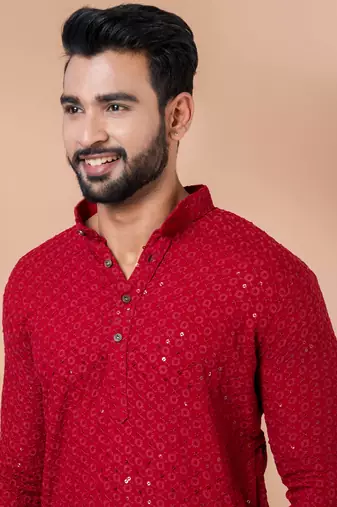 Premium red designer festival wear traditional only kurta