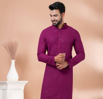 Premium magenta designer festival wear traditional only kurta 1