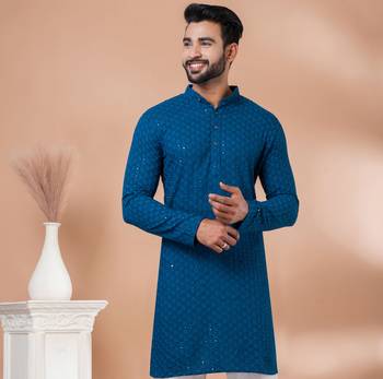 Premium teal designer festival wear traditional only kurta 1