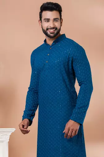 Premium teal designer festival wear traditional only kurta