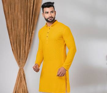 Premium mustard designer festival wear traditional only kurta 3