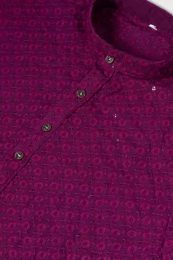 Premium magenta designer festival wear traditional kurta pyjama set
