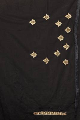 Black Zari Embroidered Stone Border Net Saree With Matching Blouse Piece 5