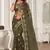 Mehandi Green Zari Embroidered Stone Border Net Saree With Matching Blouse Piece