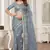 Grey Zari Embroidered Stone Border Net Saree With Matching Blouse Piece