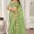 Green Zari Embroidered Stone Border Net Saree With Matching Blouse Piece
