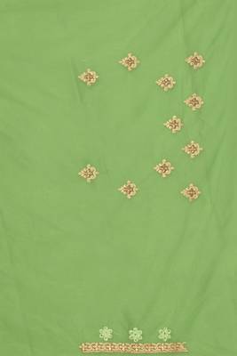 Green Zari Embroidered Stone Border Net Saree With Matching Blouse Piece 5