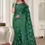 Bottle Green Zari Resham Embroidered Border Silk Saree With Matching Blouse Piece