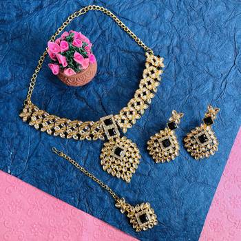 Premium heavy designer function wear necklace set 1