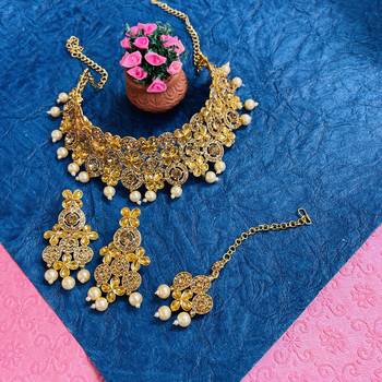 Premium heavy designer function wear necklace set 1