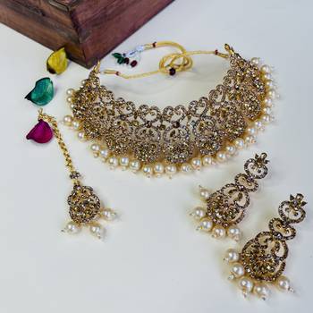 Premium heavy designer function wear necklace set 1