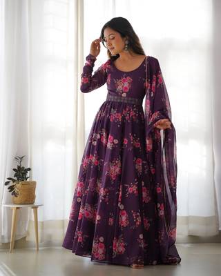 Heavy Designer Festive Wear Anarkali Gown With Dupatta Collection 1