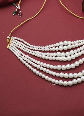 7 Layered White Beaded Necklace Piece 2