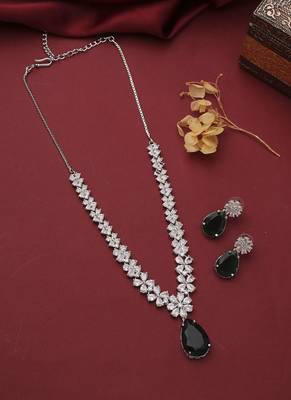 American Diamond Green Stone Necklace Set 2
