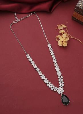 American Diamond Green Stone Necklace Set 3
