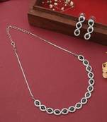 Pure Black Necklace Set With Earrings