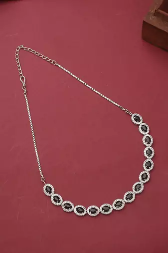 Pure Black Necklace Set With Earrings