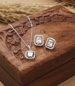 Square Shaped Pendant Set With Small Earrings