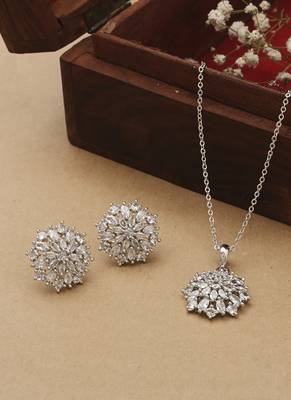 Silver Floral Pendant Set 2