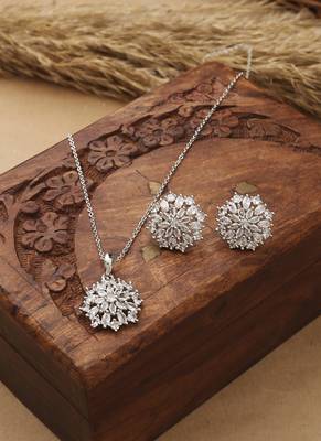 Silver Floral Pendant Set 1