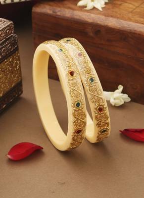 Multicolour Floral Bangles Set of 2 1