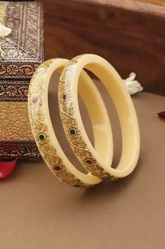 Multicolour Floral Bangles Set of 2