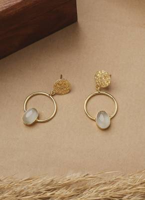 White Gold Round Stone Earrings 2