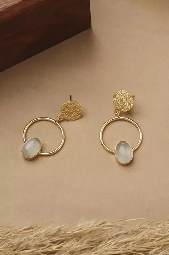 White Gold Round Stone Earrings