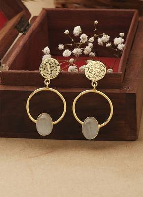 White Gold Round Stone Earrings 1