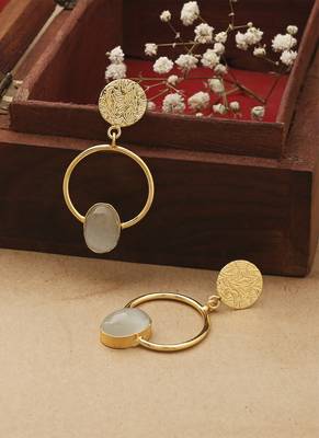 White Gold Round Stone Earrings 3