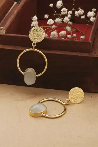 White Gold Round Stone Earrings