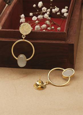 White Gold Round Stone Earrings 4