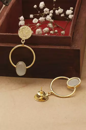 White Gold Round Stone Earrings