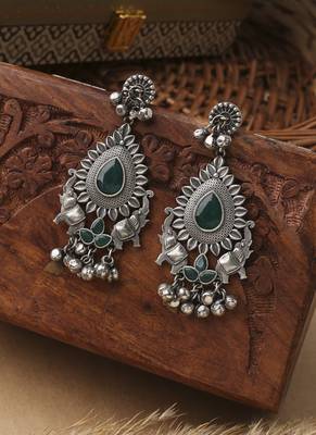 Long Silver Contemporary Earrings 1