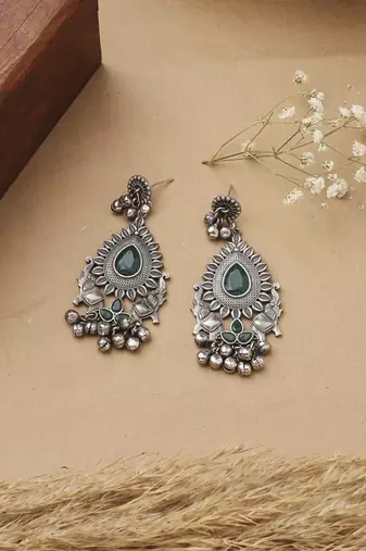 Long Silver Contemporary Earrings