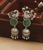 Swan Shaped Long Silver Earrings