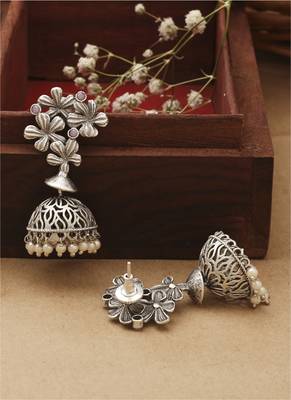Silver Small Jhumkas 3