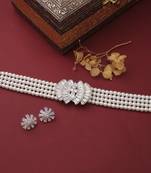 Silver Choker Set With Small Earrings