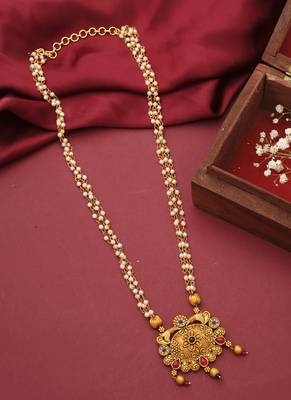 Long Multicolour Gold Plated Necklace Set 2