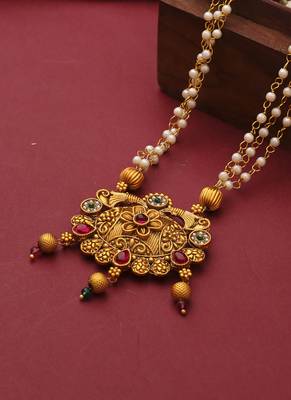 Long Multicolour Gold Plated Necklace Set 4