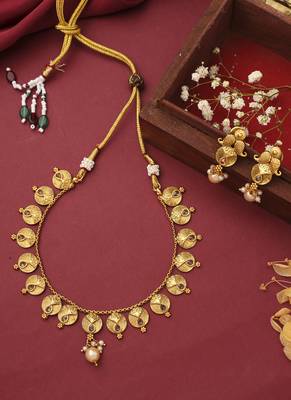 Traditional Gold Plated Necklace and Earrings Set 1