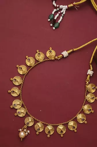 Traditional Gold Plated Necklace and Earrings Set