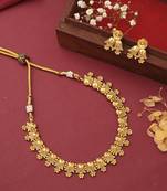Antique Round Gold Plated Necklace Set With Earrings
